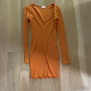 Wilfred V-Neck Orange Long Sleeve Dress